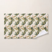 Elegant Gold & Green Botanical Leaf Pattern Bad Handdoek (Handdoek)