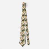 Elegant Gold & Green Botanical Leaf Pattern Stropdas (Voorkant)