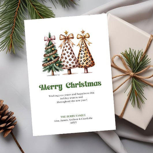 Elegant gold green Christmas tree greeting card Feestdagenkaart