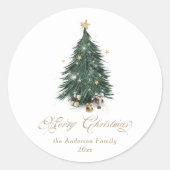 Elegant Gold Green Christmas tree Ronde Sticker (Voorkant)