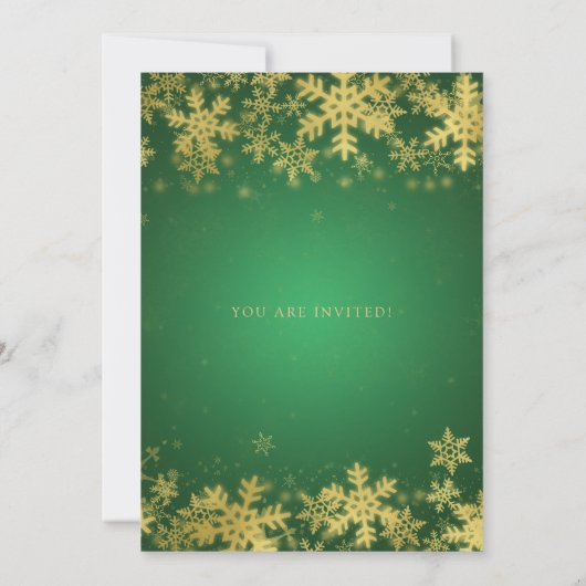 Elegant Gold & Green Corporate Kerstparty Kaart (Achterkant)