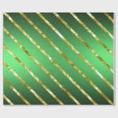 Elegant Gold Green Diagonal Stripes Pattern Cadeaupapier (Vlak)
