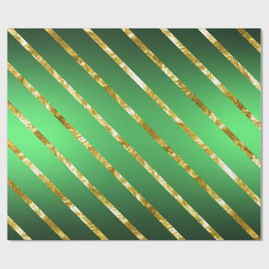 Elegant Gold Green Diagonal Stripes Pattern Cadeaupapier (Vlak)