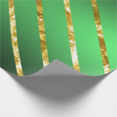 Elegant Gold Green Diagonal Stripes Pattern Cadeaupapier (Hoek)