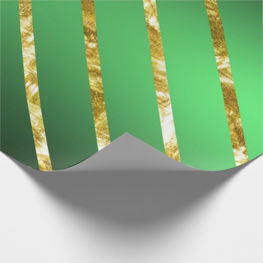 Elegant Gold Green Diagonal Stripes Pattern Cadeaupapier (Hoek)