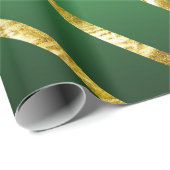 Elegant Gold Green Diagonal Stripes Pattern Cadeaupapier (Rol Hoek)