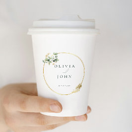 Elegant Gold Green Eucaliptus Wedding  Papieren Bekers