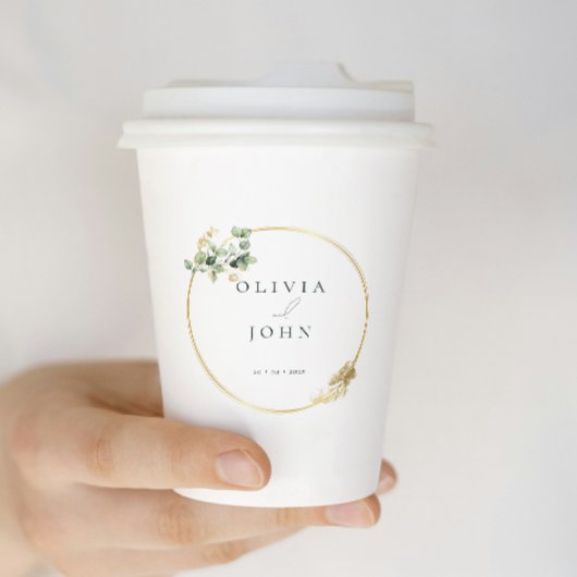 Elegant Gold Green Eucaliptus Wedding  Papieren Bekers