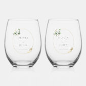 Elegant Gold Green Eucaliptus Wedding  Wijnglas Zonder Voet (Voorkant)