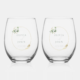 Elegant Gold Green Eucaliptus Wedding  Wijnglas Zonder Voet