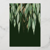 Elegant Gold Green Eucalyptus Vrijgezellenfeest Folie Uitnodiging (Achterkant)