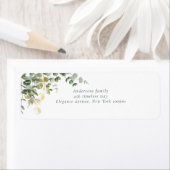 Elegant Gold Green Eucalyptus Wedding Etiket (Insitu)