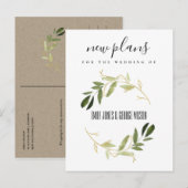 ELEGANT GOLD GREEN FOLIAGE WREATH WEDING NEW PLAN AANKONDIGINGSKAART (Voorkant / Achterkant)
