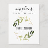 ELEGANT GOLD GREEN FOLIAGE WREATH WEDING NEW PLAN AANKONDIGINGSKAART (Voorkant)