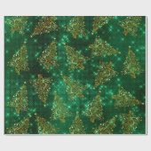 Elegant Gold Green Glitter-kerstboompatroon Cadeaupapier (Vlak)