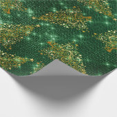 Elegant Gold Green Glitter-kerstboompatroon Cadeaupapier (Hoek)