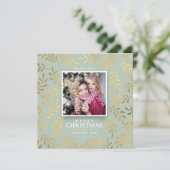 Elegant Gold Green-kerstfotofeestkaart Feestdagenkaart (Staand voorkant)