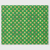 Elegant Gold Green Love Heart Pattern Cadeaupapier (Vlak)
