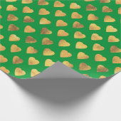 Elegant Gold Green Love Heart Pattern Cadeaupapier (Hoek)