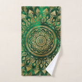 Elegant Gold Green Mandala Floral Bad Handdoek (Handdoek)