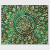 Elegant Gold Green Mandala Floral Cadeaupapier (Vlak)