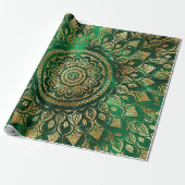 Elegant Gold Green Mandala Floral Cadeaupapier (Uitgerold)