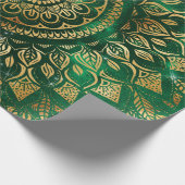 Elegant Gold Green Mandala Floral Cadeaupapier (Hoek)