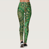 Elegant Gold Green Mandala Floral Leggings (Achterkant)