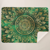 Elegant Gold Green Mandala Floral Sherpa Deken (Voorkant (horizontaal))