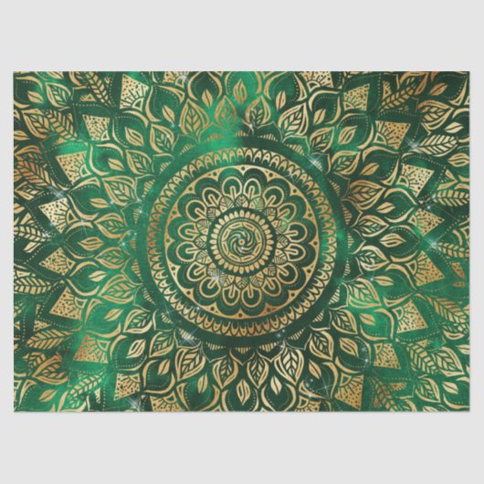 Elegant Gold Green Mandala Floral Tissuepapier (Voorkant)