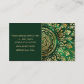 Elegant Gold Green Mandala Floral Visitekaartje (Achterkant)