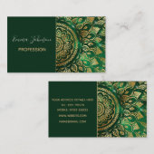 Elegant Gold Green Mandala Floral Visitekaartje (Voorkant / Achterkant)