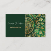 Elegant Gold Green Mandala Floral Visitekaartje (Voorkant)