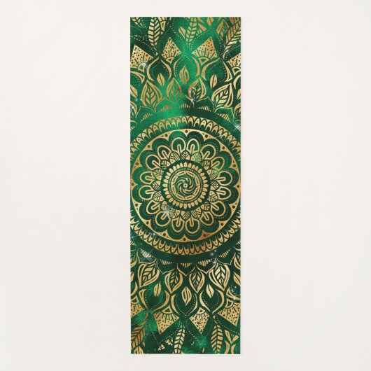 Elegant Gold Green Mandala Floral Yogamat (Voorkant)