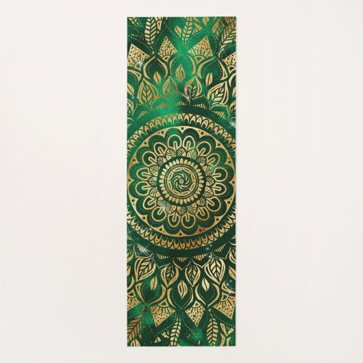 Elegant Gold Green Mandala Floral Yogamat (Achterkant)