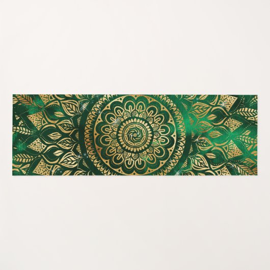 Elegant Gold Green Mandala Floral Yogamat (Voorkant (horizontaal))