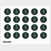 Elegant Gold Green Merry Christmas  Ronde Sticker (Vel)