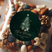 Elegant Gold Green Merry Christmas  Ronde Sticker