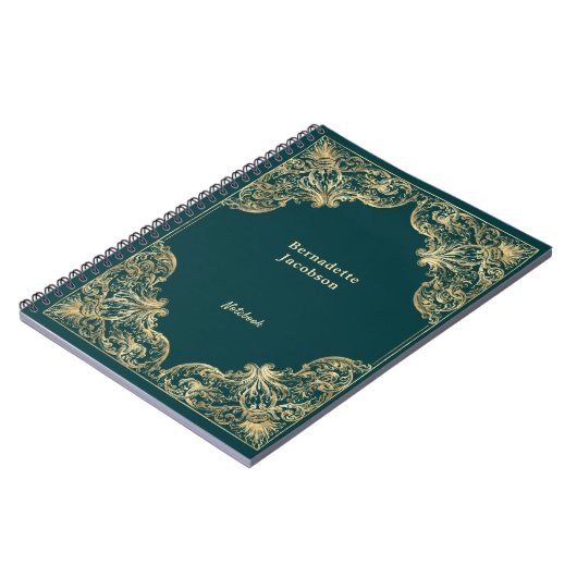 Elegant Gold Green Minimalist - op maat gemaakt Notitieboek (Linkerzijde)