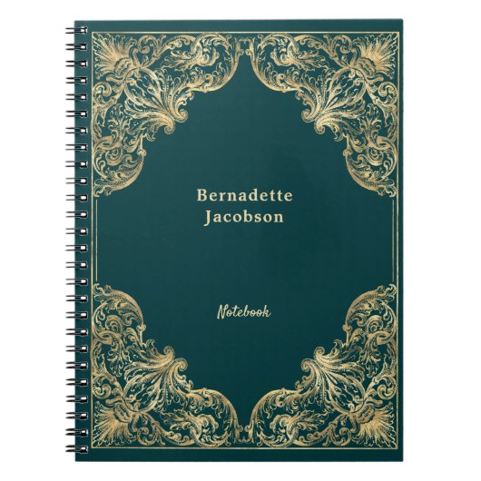 Elegant Gold Green Minimalist - op maat gemaakt Notitieboek (Voorkant)