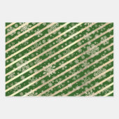 Elegant Gold Green Red Kerstmis Snowflake Patroon Inpakpapier Vel (Voorkant 3)