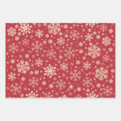 Elegant Gold Green Red Kerstmis Snowflake Patroon Inpakpapier Vel (Voorkant)