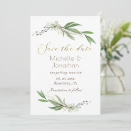 Elegant Gold Green Simple Floral Inspirerend Save The Date