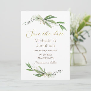Elegant Gold Green Simple Floral Inspirerend Save The Date