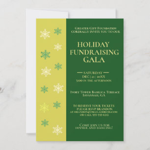 Elegant Gold & Green Star Charity Holiday Gala Kaart