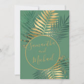 Elegant Gold & Green Tropical Planten Weddenschap Kaart (Voorkant)