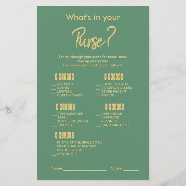 Elegant Gold Green Tropical Vrijgezellenfeest Game (Achterkant)