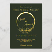 Elegant Gold Green Wedding Folie Uitnodiging (Voorkant)
