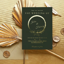 Elegant Gold Green Wedding Folie Uitnodiging