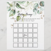 Elegant Gold Greenery Baby Bingo Shower Game (Voorkant)